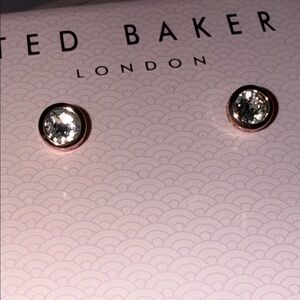 Ted Baker Sinaa Rose Gold Tone and  Clear Crystal Stud Earrings
